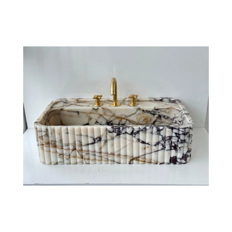 Calacatta Viola Washbasin with fulted edges Calacatta Viola Washbasin with fulted edges